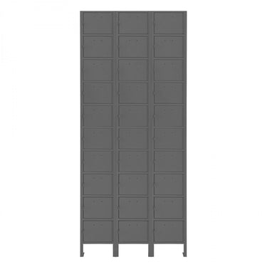 Cell Phone Locker, 20 Gauge, 27 x 9 x 66-9/16, 30 Tiers, Gray